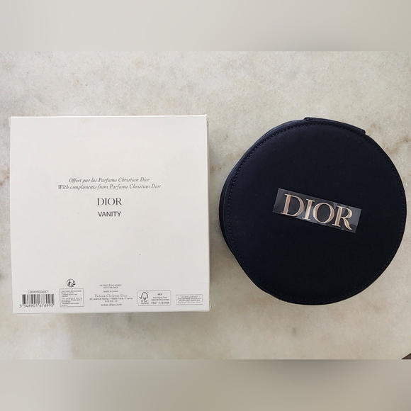 DIOR Round Vanity Makeup Case Navy Blue - Picture 2 of 3